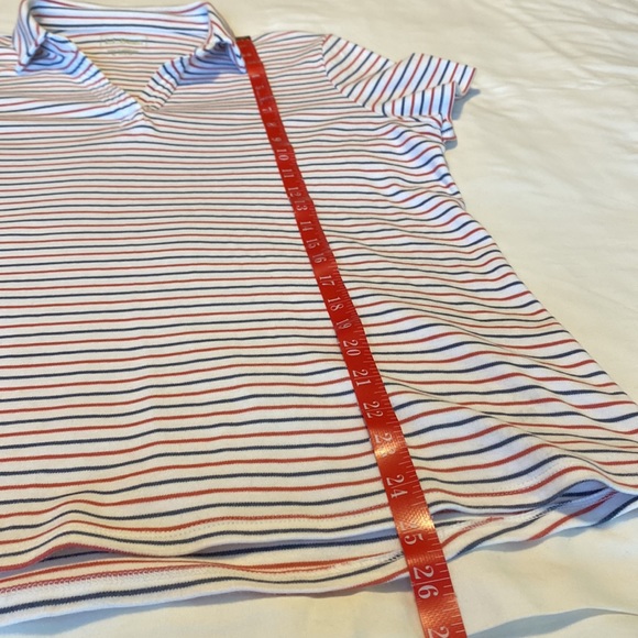 L.L. Bean Red White Blue Striped V Collar Top - Size L - Picture 5 of 11